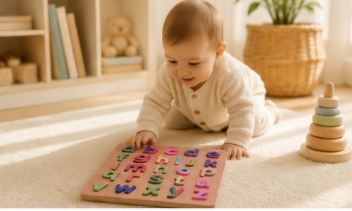Wooden lowercase alphabet - lowercase,