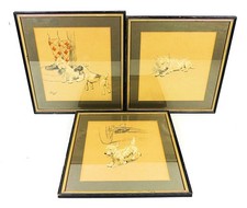 Set Of 3 Vintage Cecil Aldin Framed 'Mac' Westie Dog Illustration Prints