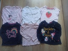 6 X Long Sleeve T-shirt Girl Clothes Bundle Peppa Pig 2-3 Years Pink Navy White