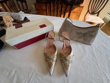 Vintage: Elegant Gina Vaello 39 (UK6)  Pointed, Kitten Heels, Shoes & Bag + Box