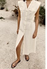 ZARA LINEN BLEND MIDI DRESS