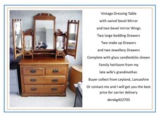 Dressing Table, Late Victorian / Edwardian, wing bevel mirrors, family heirloom.