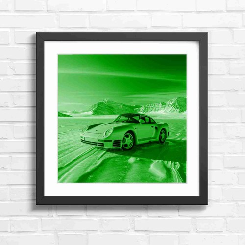 Yellow sports car - yellow, snowy