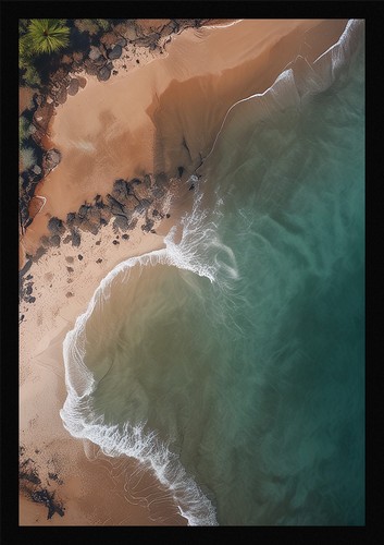 Moody tropical beach framed - moody,