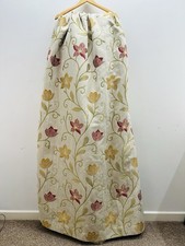 Cream Floral Embroidered Curtains Pair – Pencil Pleat Lined 180 x 222cm