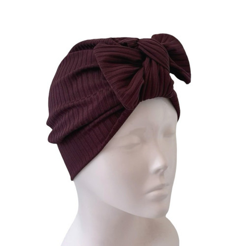 Burgundy red bow - red, hat