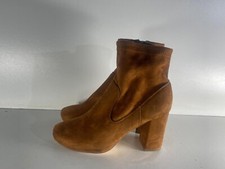 River Island Ladies Shoes Size 5/38 Tan Faux Suede Zip Up Heeled Ankle Boots -B2