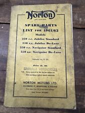 Original Norton Jubilee Navigator 250cc 350cc Spares Parts Book Manual List