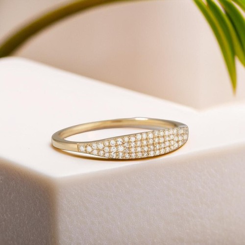 Gold pave diamond ring - gold, for