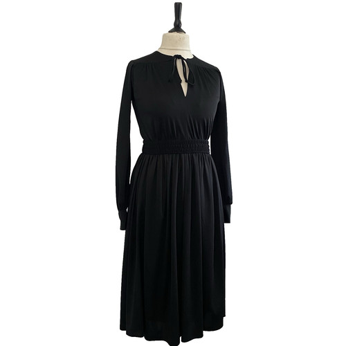 Vintage 1970s black midi dress - 1970s,