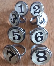 MODERN FRENCH SET OF 8 NUMBERED NAPKIN RINGS ~ LARGE SIZE SHABBY CHIC !