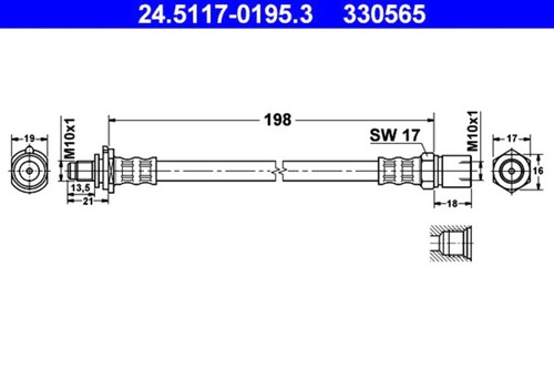 Brake hose ate fits opel - opel, saab