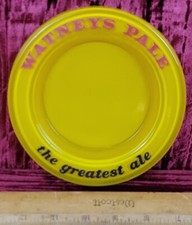 Vintage Ashtray ADVERTISING Watney's PALE ALE YELLOW COLORFUL Glass Table Top