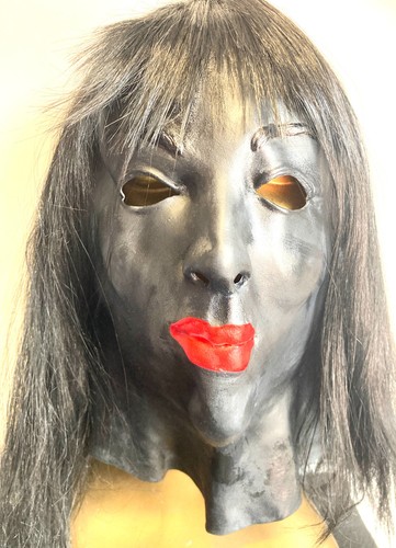 Black latex female doll fetish - black,