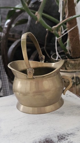 Vintage brass cauldron planter - cauldron,