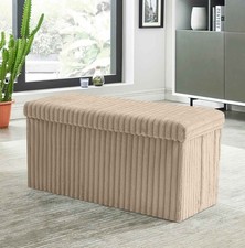 Ribbed Storage Box Large Capacity Ottoman Multi-Purpose Seat Foot Stool Toys Box