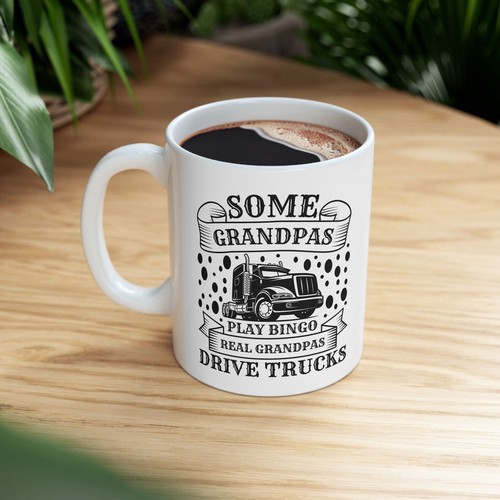 Truck driver grandpa ceramic - truck,