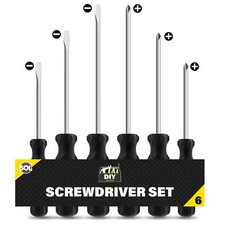 6pk Screwdriver Set Phillips Crosshead Slotted Flathead Non-Slip Precision Tool