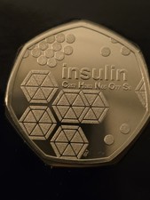 DISCOVERY OF INSULIN 50p COIN 2021 IN CHANGE CHECKER CARD