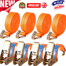 4Pack Heavy Duty Ratchet Ties Down Straps 5M 25mm Lashing Cargo Luggage 1000kg