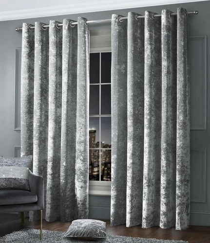 Crushed velvet curtains pair - velvet,