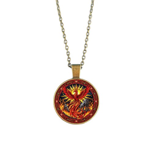 Phoenix necklace stained - phoenix, glass