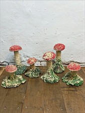 Set Of Six 1950s French Composite Stone Toadstools Architectural Antique