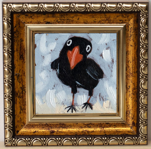 Tiny funny raven - raven, bird