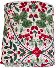 2.5m Remnant large design Holly Berries red green PRINTED POLAR FLEECE fabric