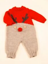 KNITTING PATTERN COPY RUDOLPH REINDEER ROMPER NEWBORN -6 MONTHS DK YARN
