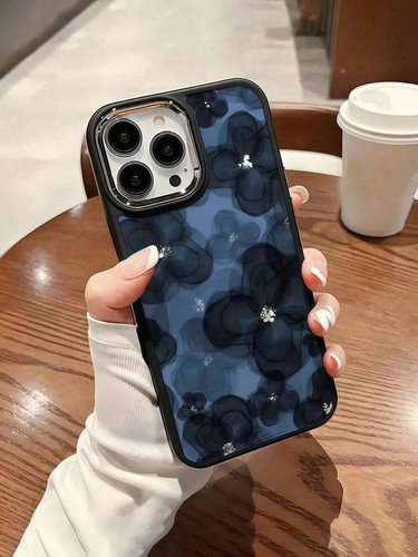 Navy blue floral iphone case - floral,