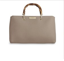 KATIE LOXTON AVERY BAMBOO HANDLE BAG IN TAUPE VEGAN PEBBLE GRAIN LEATHER BNWT