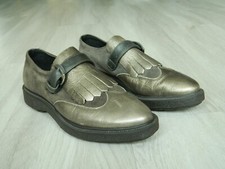 GEOX Ladies Oxford Loafer Shoes Gold Leather Size 4 / 37