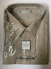 Laine-Taylor XL 21 Inches 53cm Green Stripe Long Sleeve Collar Shirt 100% Cotton