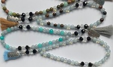 Handmade Semi-Precious Gemstone & Glass Bead Islamic Prayer Beads Tasbih.