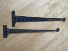 2x 18" Old Iron Penny End Rustic Door Gate Tee T Hinges - 1 Pair - 18 inches