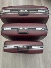 Vintage Samsonite Sentry Burgandy Luggage Large Hard Shell Set With 3 Keys.