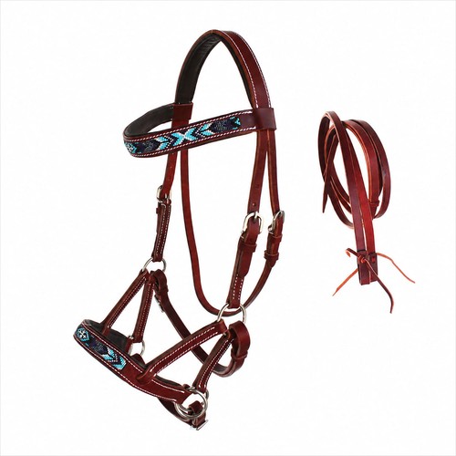 Horse western leather beaded - western,