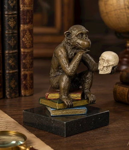 Bronze darwin statue monkey - darwin,