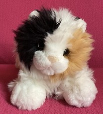 The Plush Co Calico Cat Ginger White Black Laying Soft Plush Toy 11”