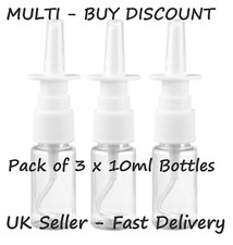 3(Three) x 10ml Fine Mist Nasal Spray Pump Bottle (Empty, Refillable CLEAR)