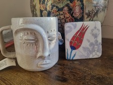 Clay Mug Face Cup. New With