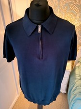 Capo Egyptian Cotton SS Zip Polo Shirt XL Navy