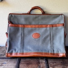 70s vintage Lark leather and canvas suit carrier travel bag luggage