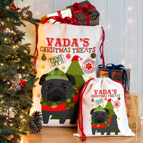 Pug christmas sack - christmas,