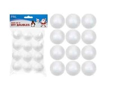 24 x Christmas Decorations Polystyrene Plain Balls White DIY Craft Baubles 3.6cm