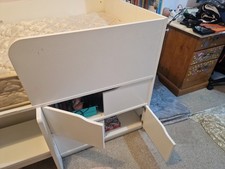 white cabin bed with drawers