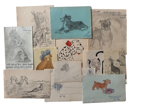 Set antique original dog - x,
