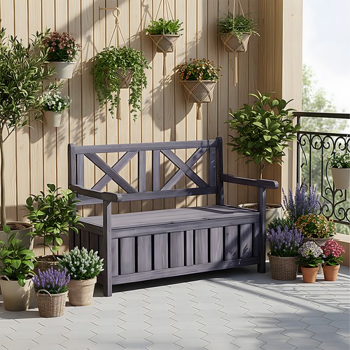 Wooden bench storage seat 125l - wooden,