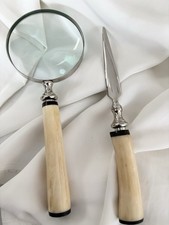 Exquisite Magnifying Glass Set Real Bone Handle | Perfect for Home/Office/Desk